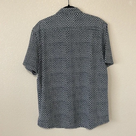 Faherty Camp Button Down Playa Coast Shirt Short Sleeve L Midnight Fishscale